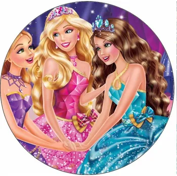 Jedlá dekorace na dort Jedlý papír Barbie panenky s korunkou 19,5 cm