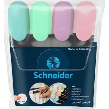 Zvýrazňovač SCHNEIDER Zvýrazňovač Job Pastel, sada 4 pastelových barev, 1-5 mm, SCHNEIDER 119868