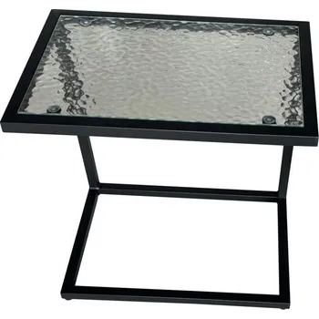 Konferenční stolek MOB Zahradní stolek Tempo Kondela SELIK (černá ocel + tvrzené sklo)