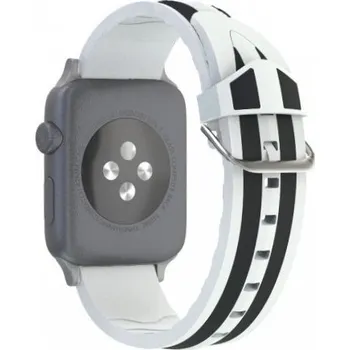 Řemínek na hodinky Silikonový řemínek s proužky pro Apple Watch 42mm / 41mm / 40mm / 38mm - černobílý
