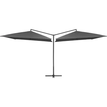 Slunečník vidaXL Dvojitý slunečník s ocelovou tyčí 250 x 250 cm antracitový