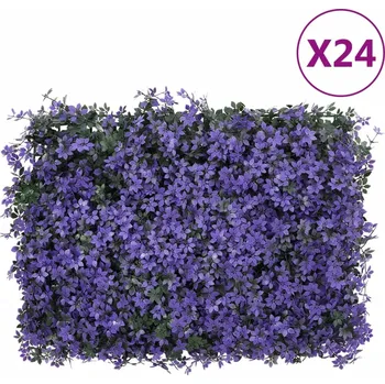 umělá květina vidaXL Umělý listnatý plot 24 ks fialový 40 x 60 cm
