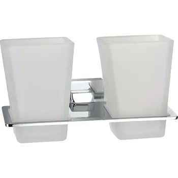 Držák na kartáček Dvojitý držák kartáčků a pasty, chrom,