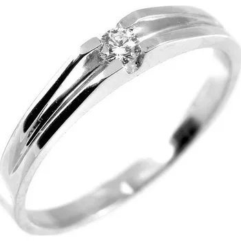 Prsten ŠPERKY-NM, Dámský zásnubní prsten s diamantem 1618 Barva zlata: žlutá, Velikost prstenu: 55