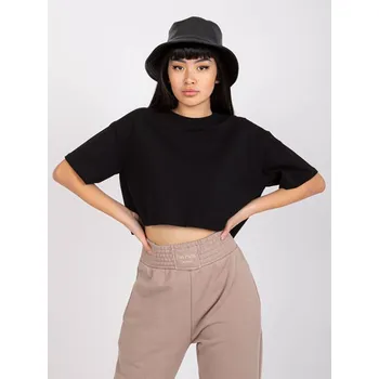 Krátké černé tričko crop top (7541), odstíny černé S (36) i392_23416-46