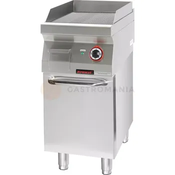 Kuchyňský gril Grilovací deska rýhovaná chromovaná 400mm 4,8 kW na uzavřeném podstavci, skříňce | KROMET, 700.PBE-400R.S.D