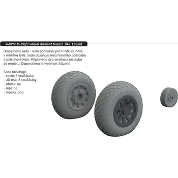 Plastikový model Eduard 1/48 P-51B/C wheels diamond tread 2 (EDUARD)