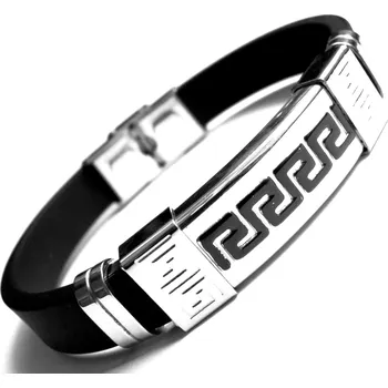 Náramek Steel Jewelry Náramek z chirurgické oceli a kaučuku NR180228 dárkové balení zdarma