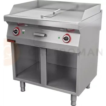 Kuchyňský gril Grilovací deska 1/2hl. + 1/2rýh. chromovaná 800 mm 9,6 kW | KROMET, 700.PBE-800GR