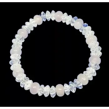 Náramek Náramek exkluzivní z růženínu a pukaného křišťálu, disky 8 mm