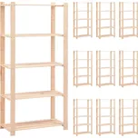 vidaXL Regály 5 polic 10 ks 80 x 38 x 170 cm masivní borovice 250 kg