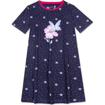 Dívčí pyžamo Dívčí noční košile - Wolf S2482, tmavě modrá Barva: Modrá tmavě, Velikost: 152