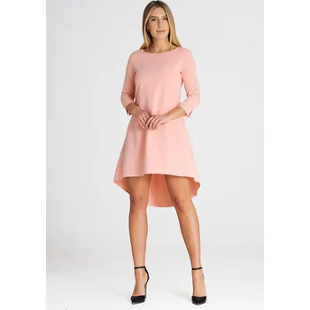 Dámské šaty Světle růžové elegantní asymetrické šaty M988 pink Velikost: XL