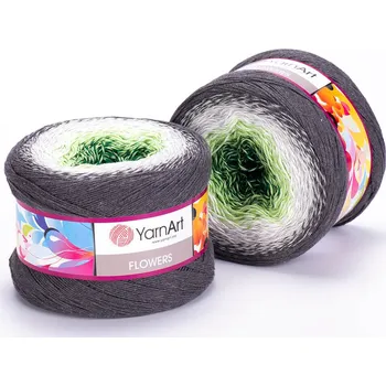 Galanterie Yarn Art příze Flowers 291 zelená, šedá, antracit