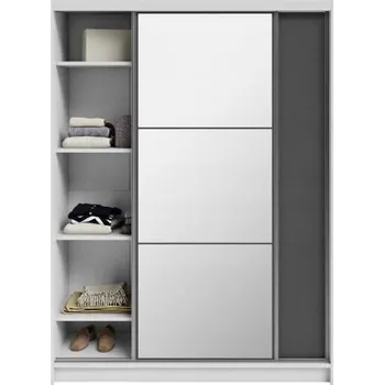 Šatní skříň Šatní skříň DENVE 160x218x60,3 cm šedá/bílá se zrcadlem