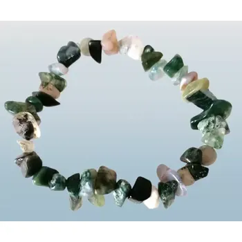 Náramek Sekaný náramek z mechového achátu – minerální šperk pro harmonii, zdraví a přírodní energii