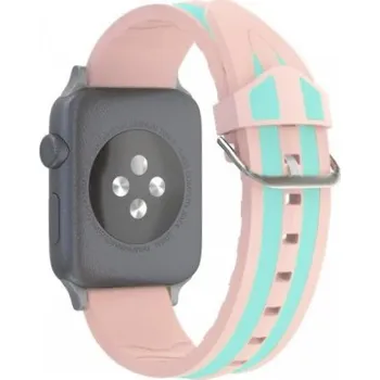 Řemínek na hodinky Silikonový řemínek s proužky pro Apple Watch Ultra 49mm / 46mm / 45mm / 44mm / 42mm - růžovotyrkysový