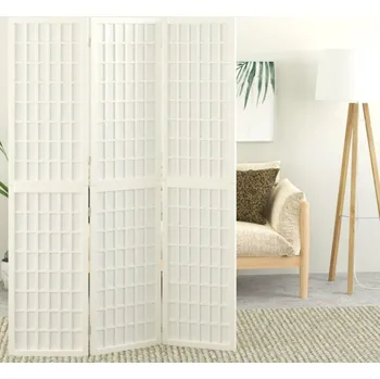 vidaXL Skládací 3dílný paraván v japonském stylu 120 x 170 cm bílý