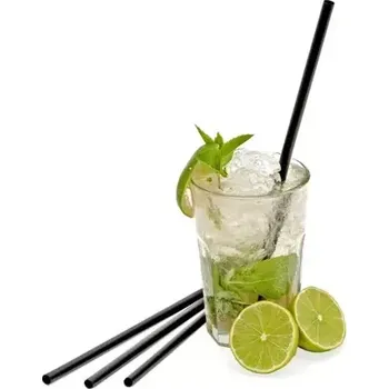 Slámky JUMBO plastové černé 25 cm, průměr 8 mm [500 ks] (znovu použitelná)