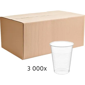 Jednorázové nádobí Kelímky plastové jednorázové bílé/průhledné (1 karton = 3000 ks) transparentní