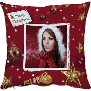 Povlak na dekorativní polštářek Vánoční povlak na polštář s rámečkem XMAS satén - 38x38 cm sublimace termotransfer