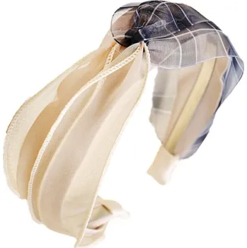 Čelenka Flamenco Mystique Elastická Čelenka s Turbanem z Kostkované Pin-Up Látky, Průměr 12,5 cm, Šířka 7 cm