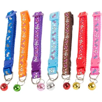 Obojek pro psa MrHome Látkový obojek pro psy a kočky se zvonkem, 32 cm - mix barev