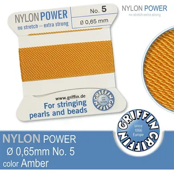 Nit NYLON Power velmi pevná nit GRIFFIN síla nitě 0,65mm Barva Amber