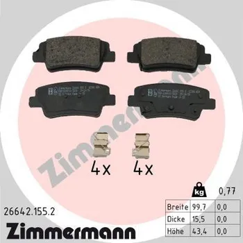 Brzdová destička Sada brzdových destiček, kotoučová brzda ZIMMERMANN 26642.155.2