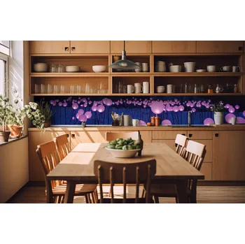 Tapeta DIMEX | Fototapeta do kuchyně Fialové zahradní osvětlení KI-420-191 | 420 x 60 cm | fialová, modrá, černá + Samolepicí fototapeta za kuchyňskou linku DIMEX Fialové zahradní osvětlení v šíři 420 cm