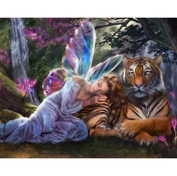 Diamantové malování Diamantové obrázky 40x30cm Motýlí víla