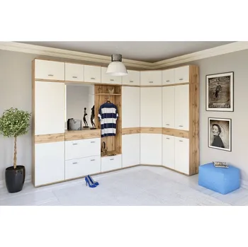 Předsíňová stěna Předsíňová sektorová sestava LYRIK, dub wotan/bílá + vyzvednutí ZDARMA