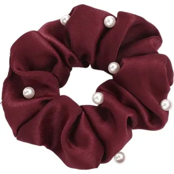 Čelenka Flamenco Mystique Elastická Froté Čelenka do Vlasů s Korálky, Bordó, Průměr až 10 cm