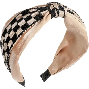 Čelenka Flamenco Mystique Turbanová Čelenka v pepitkovém vzoru, šířka 6,5 cm, délka 42 cm