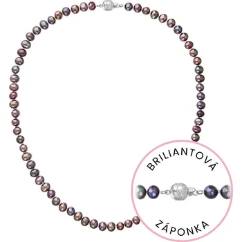 Náušnice Perlový náhrdelník z říčních perel se zapínáním z bílého 14 karátového zlata 822001.3/9266B dk.peacock