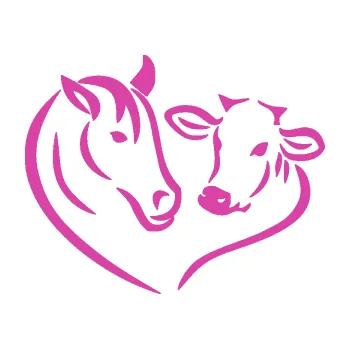 Samolepící dekorace Kůň s kravičkou v srdíčku levá láska ke zvířatům (16 - růžová) SAMOLEPKA NA AUTO, NÁLEPKA, FÓLIE, POLEP, TUNING, VLASTNÍ TEXT, TISK, AUTOSAMOLEPKY.cz, POLEPY, OBRÁZEK, LOGO, 3D STICKERS