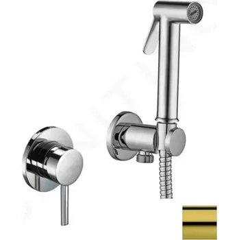 Paffoni Bidet Kit Bidetová baterie pod omítku, se sprškou a tělesem, zlatá, KITDUP110HG