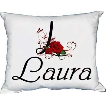 Dekorativní polštářek Polštář s dámským jménem LAURA Černý (polštářek dámské jméno )
