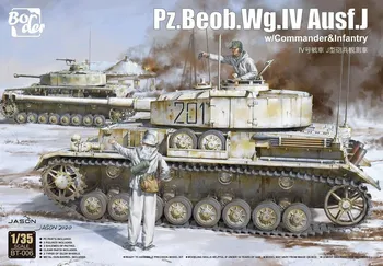 Plastikový model Border Model Pz.Beob.Wg.IV Ausf.J w/ Commander and Infantry 1:35