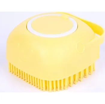 Kartáč pro zvířata Měkký silikonový kartáč na péči o srst psů a koček | plnitelný kartáč - Žlutá