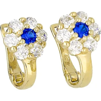 Náušnice Goldstore Zlaté náušnice květina safír a zirkony Váha: 1.57 g