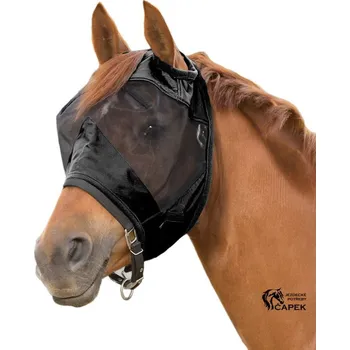 Koňská maska proti hmyzu Maska Waldhausen -PREMIUM NO EARS- - Černá - Full