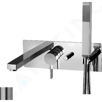 Vodovodní baterie Paffoni Rock Vanová baterie pod omítku s příslušenstvím a tělesem, nerez, RO001ST