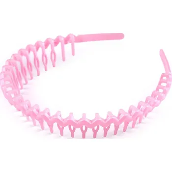 Plastová čelenka do vlasů s hřebínkem 2 růžová sv.