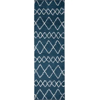 Koberec Makro Abra Běhoun Shaggy DELHI 6131B modrý Šíře: 60 cm