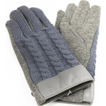 Rukavice Flamenco Mystique Elegantní Hřejivé Vyšívané Rukavice, Šedá, 65% Polyester 30% Bavlna 5% Elastan