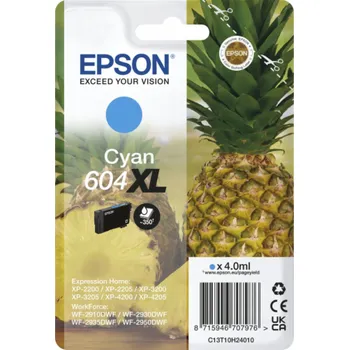 Počítačové příslušenství Epson 604XL Singlepack - 4 ml - XL - azurová - originální - blistr - inkoustová cartridge - pro EPL 4200; Stylus Photo 2200; WorkForce WF-2950DWF