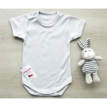 Kojenecký body AMÁLKA Bavlněné body krátký rukáv, šedé Velikost: 56