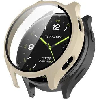 Příslušenství k chytrým hodinkám VSECHNONAMOBIL 74976 PC FULL COVER Plastový kryt se sklem pro Xiaomi Watch 2 béžový