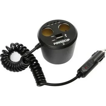 Rozdvojka s kabelem 1,6m, 4xLED a 2xUSB 1000+2100 mA, 12V tester baterie